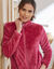 Robe de chambre zipp&eacute;e maille polaire textur&eacute;e (framboise)