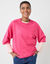 Pull loose manches coudes, toucher doux (rose fuchsia)