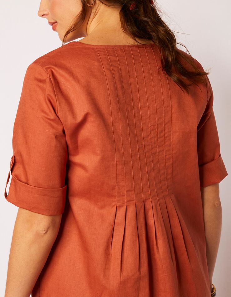 Robe manches 3/4 coton/lin (terracotta) Robe manches 3/4 coton/lin (terracotta)