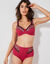 Gainette microfibre tulle brodé Caminata (cerise)