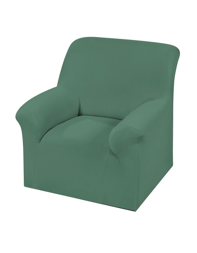 Housse fauteuil et canapé unie bi-extensible (vert sapin)