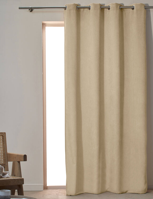 Rideau velours c&ocirc;tel&eacute; (beige)