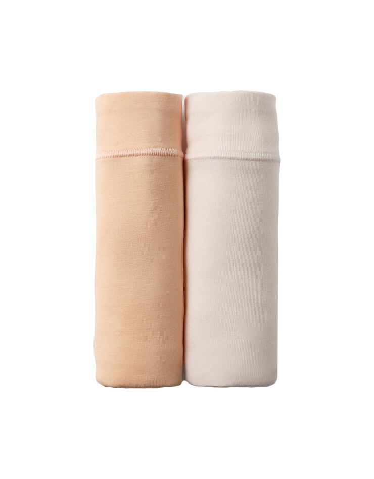 Culotte coton stretch forme maxi ceinture confort "sans élastiques" - lot de 2 (nude + pêche) Culotte coton stretch forme maxi ceinture confort "sans élastiques" - lot de 2 (nude + pêche)