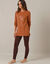 Pyjama legging en molleton, imprimé fleurs (noisette / chocolat)