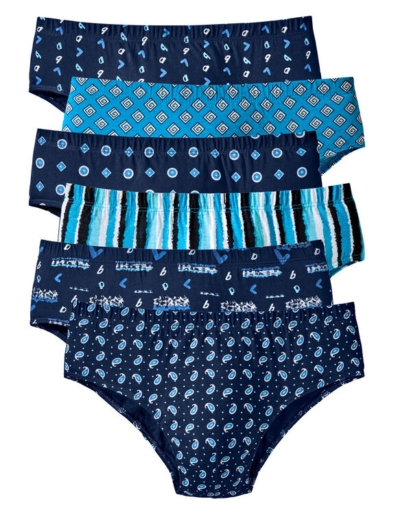 Slip fermé imprimé assorti taille confort - lot de 6 (bleu)