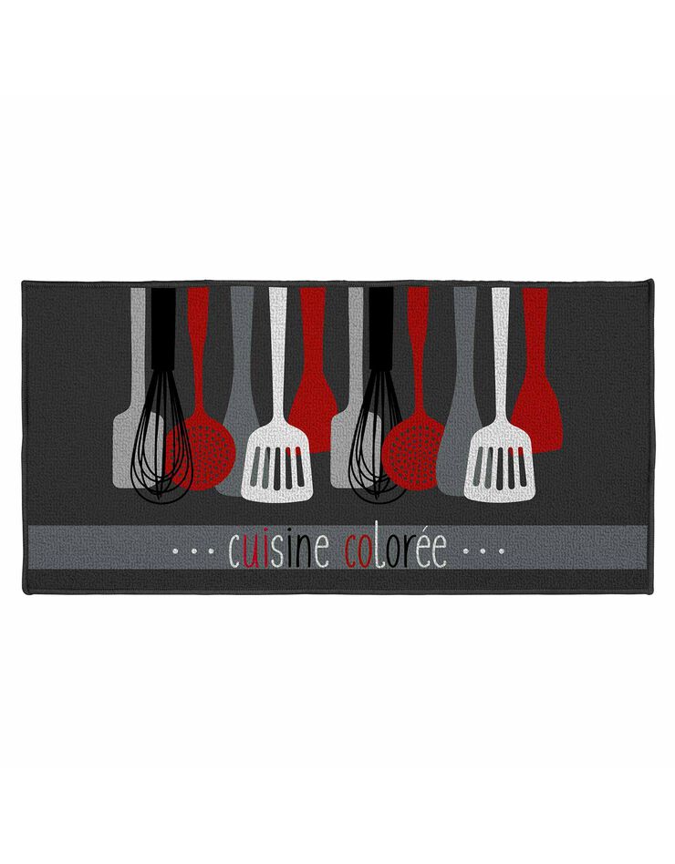Tapis cuisine anti-poussière rectangulaire, imprimé ustensiles (imprimé)