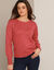 Pull maille fantaisie et détail boutons poignets, toucher doux  (grenade)