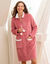 Robe de chambre maille polaire zipp&eacute;e (rose / &eacute;cru)