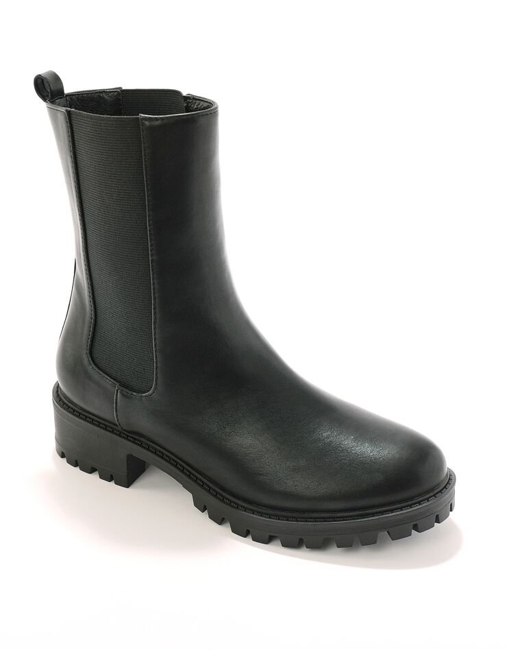Boots montantes élastiquées à large semelle crantée  (noir)