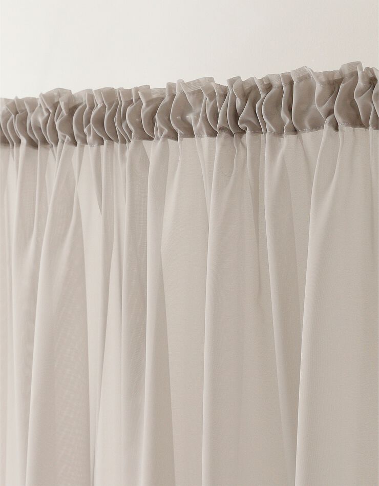 Panneau voile uni finition galon fronceur (gris perle)