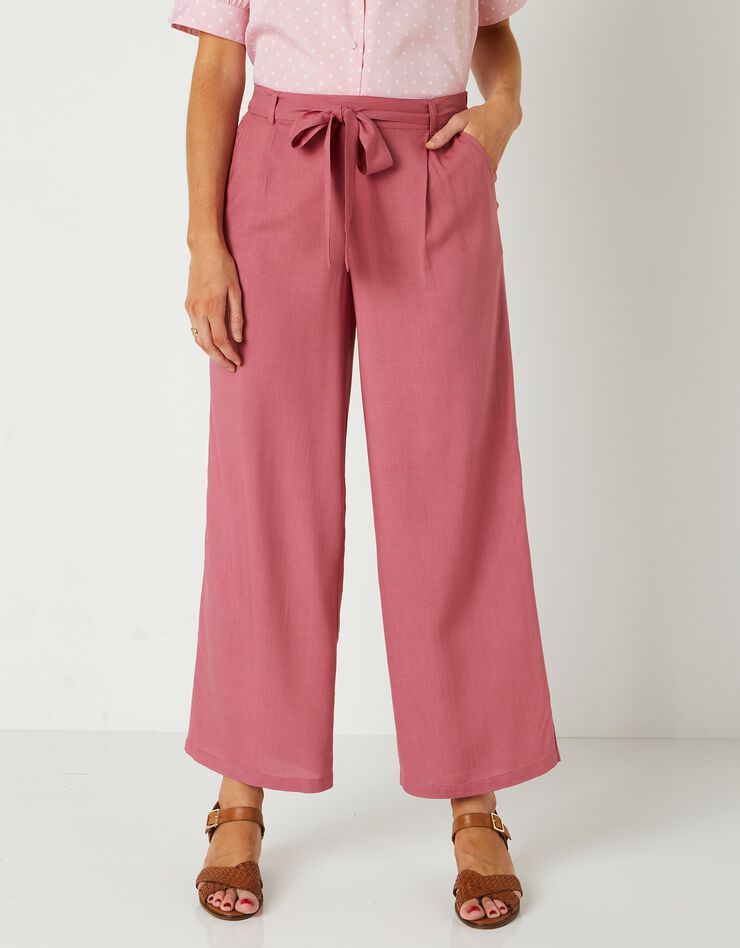 Pantalon raccourci large uni (bois de rose) Pantalon raccourci large uni (bois de rose)