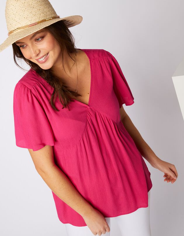 Blouse manches courtes papillon (rose) Blouse manches courtes papillon (rose)