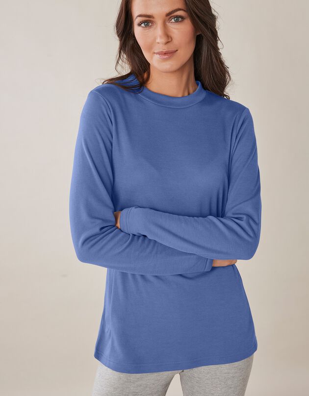 Tee-shirt thermique col montant - manches longues (bleu jean)