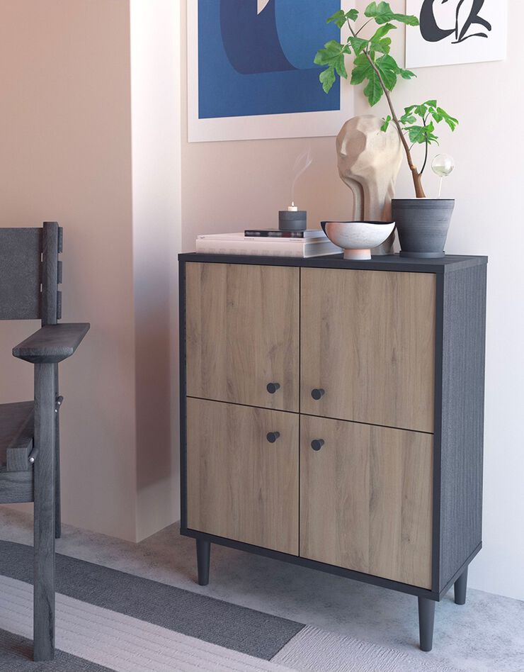Buffet HAMFIELD 4 portes – 2 coloris (noir)