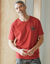 T-shirt pyjama impression poitrine manches courtes (rouille)