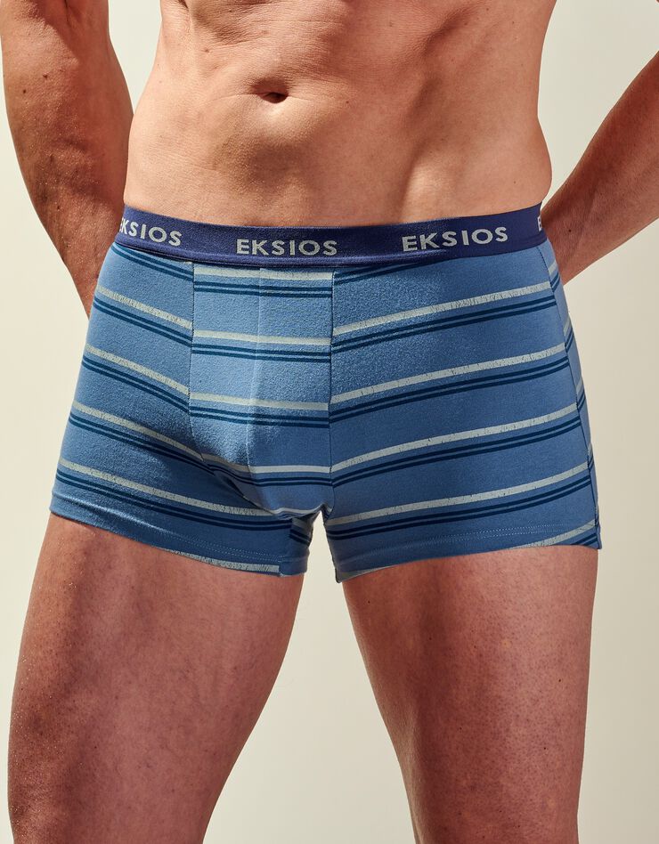 Boxer rayures fil teint - lot de 4 (bleu / vert) Boxer rayures fil teint - lot de 4 (bleu / vert)
