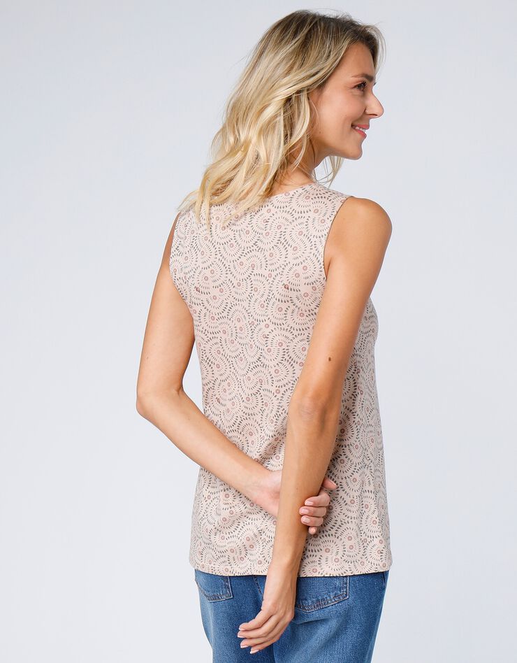 Débardeur imprimé col rond (beige / kaki)