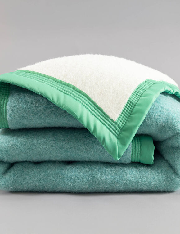 Couverture bicolore pure laine 800 g/m&sup2; (vert jade)