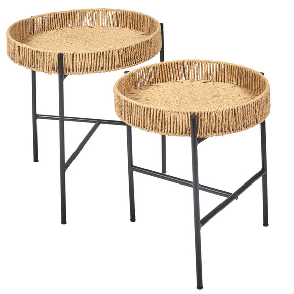 Tables gigognes avec plateaux amovibles - lot de 2 (naturel)