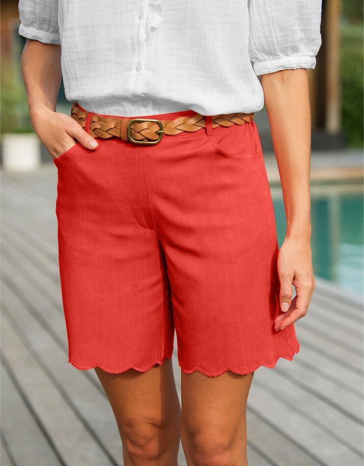 Short coupe droite finition écailles twill couleur (paprika) Short coupe droite finition écailles twill couleur (paprika)