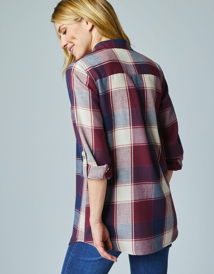 Longue chemise à carreaux en flanelle 100% coton (marine / bordeaux) Longue chemise à carreaux en flanelle 100% coton (marine / bordeaux)