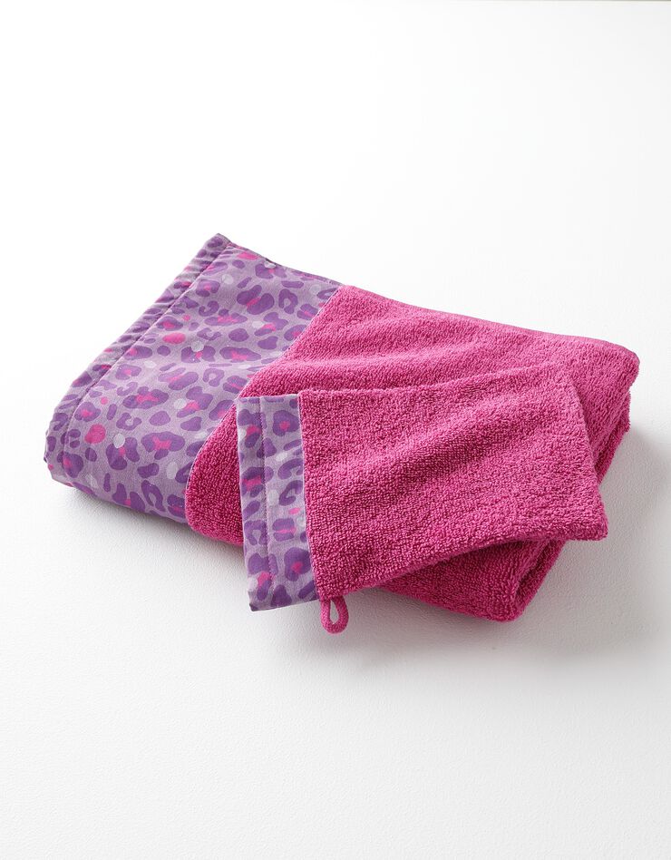 Éponge bouclette 420 g/m² liteau imprimé léopard (bruyère)