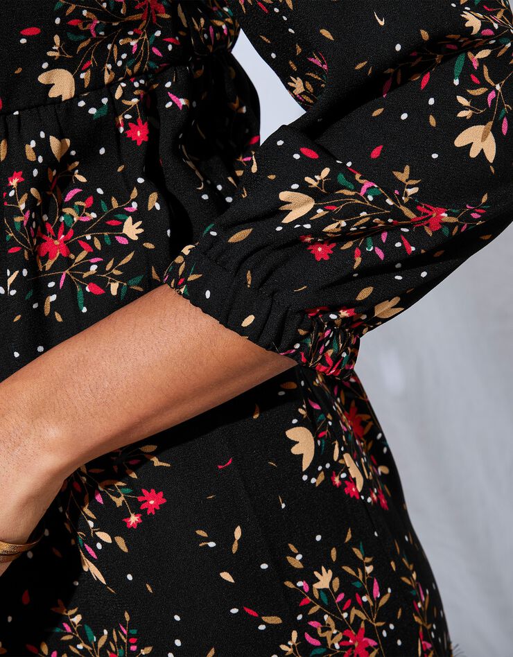 Robe dos lacé imprimée (noir / caramel) Robe dos lacé imprimée (noir / caramel)
