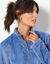 Robe de chambre zipp&eacute;e maille polaire textur&eacute;e (bleu jean)