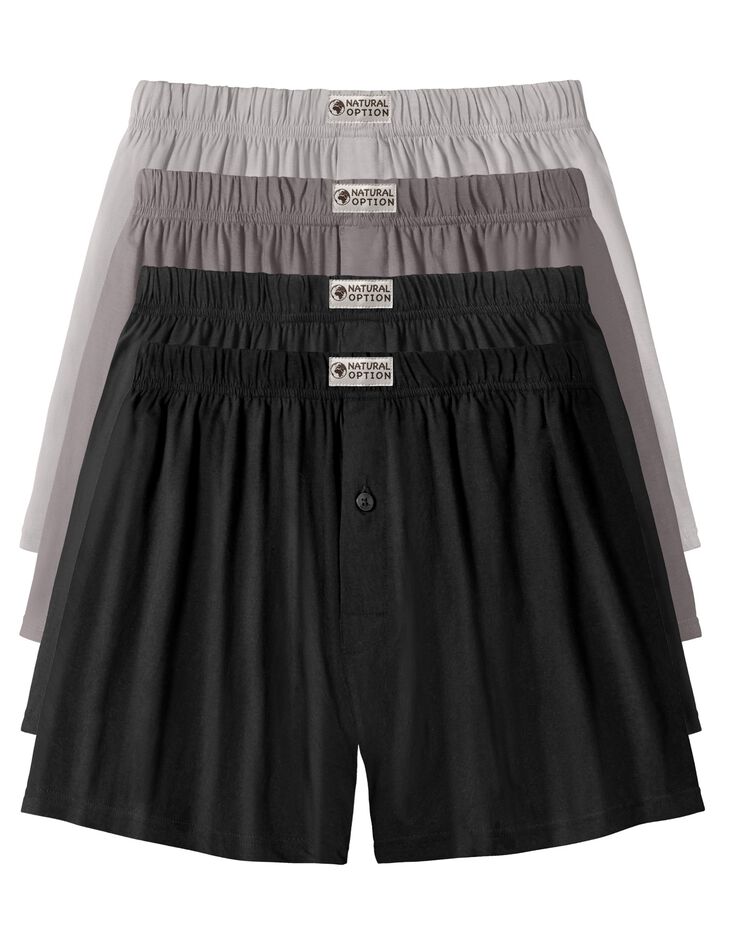 Caleçon flottant ouvert uni - lot de 4 (noir + gris) Caleçon flottant ouvert uni - lot de 4 (noir + gris)