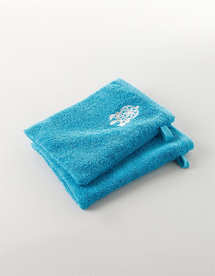 Éponge coton broderie attrape rêves - 420g/m² (turquoise) Éponge coton broderie attrape rêves - 420g/m² (turquoise)