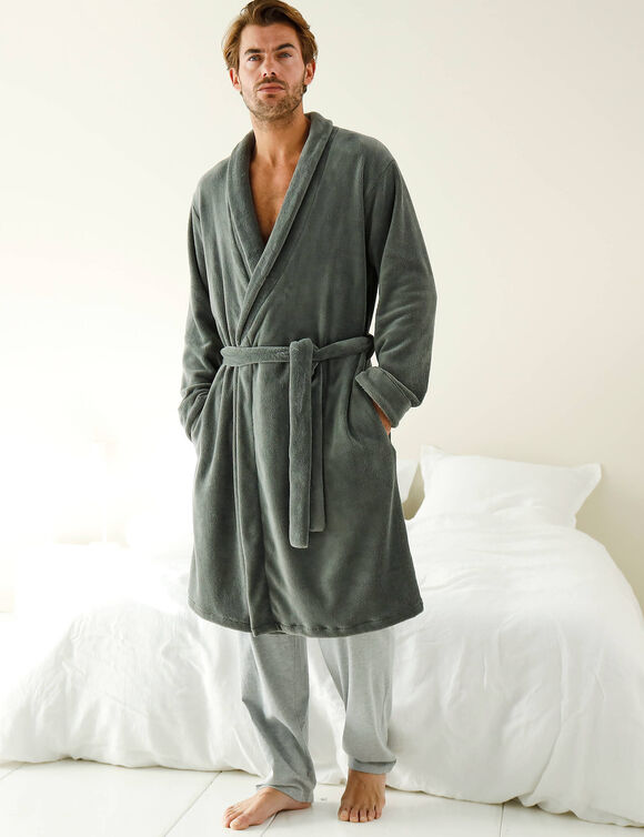 Robe de chambre toucher peluche (anthracite)