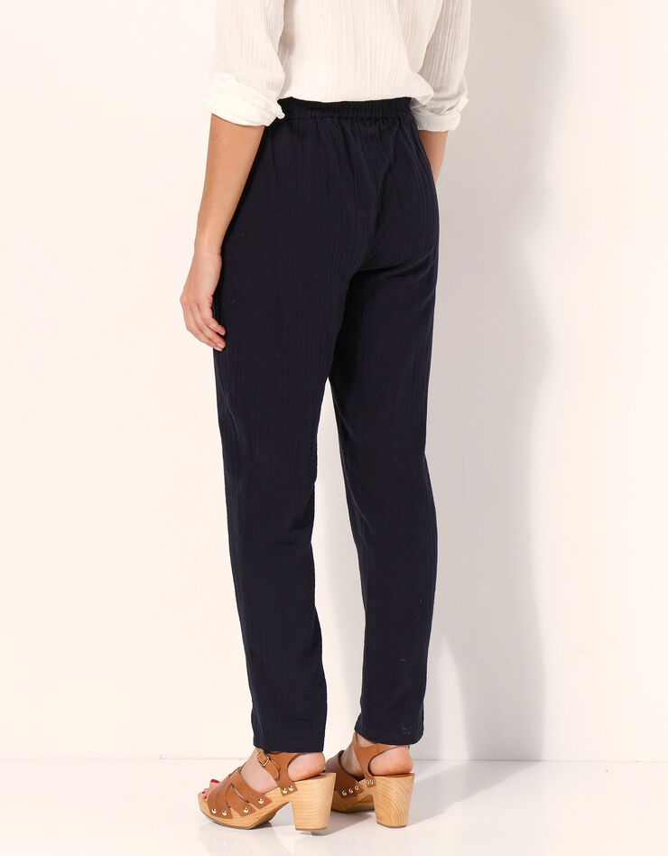 Joggpant coupe fuselée gaze de coton (noir) Joggpant coupe fuselée gaze de coton (noir)
