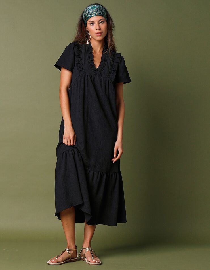 Robe longue encolure fantaisie  (noir)
