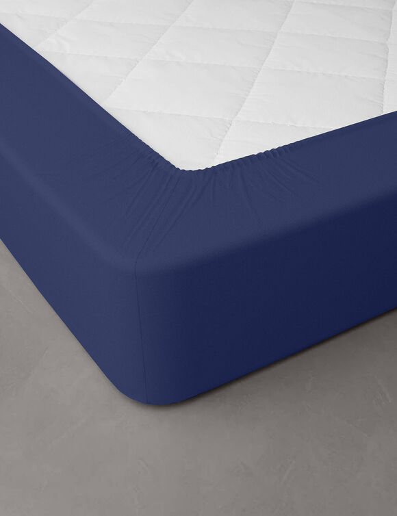 Drap-housse uni jersey bonnet 40 cm (marine)