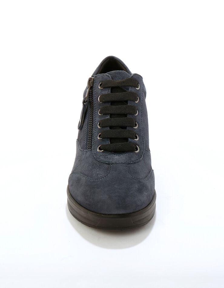 Baskets compensées confort en cuir certifié LWG (bleu grisé)