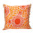 Coussin fleurs color&eacute;es finitions franges (corail / p&ecirc;che)
