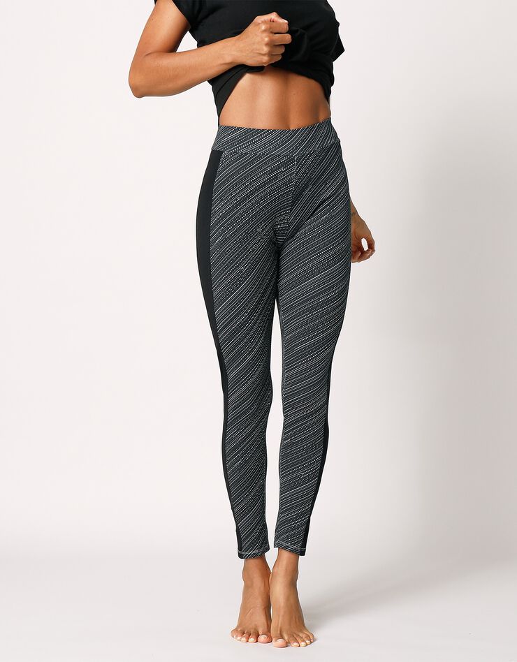 Legging imprimé bandes contrastées côtés (noir / blanc) Legging imprimé bandes contrastées côtés (noir / blanc)
