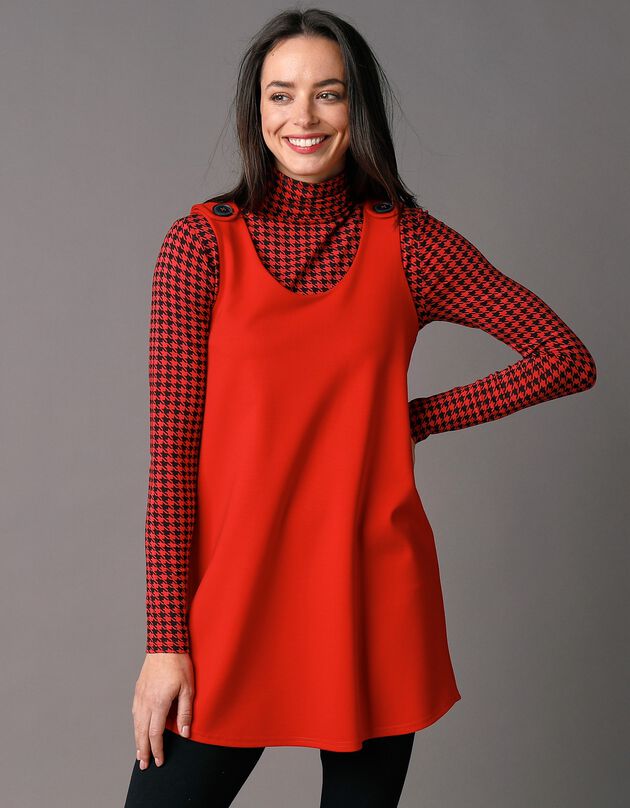 Tunique sans manches unie, maille milano (rouge)