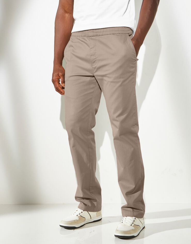 Pantalon en twill stretch taille élastiquée (taupe) Pantalon en twill stretch taille élastiquée (taupe)