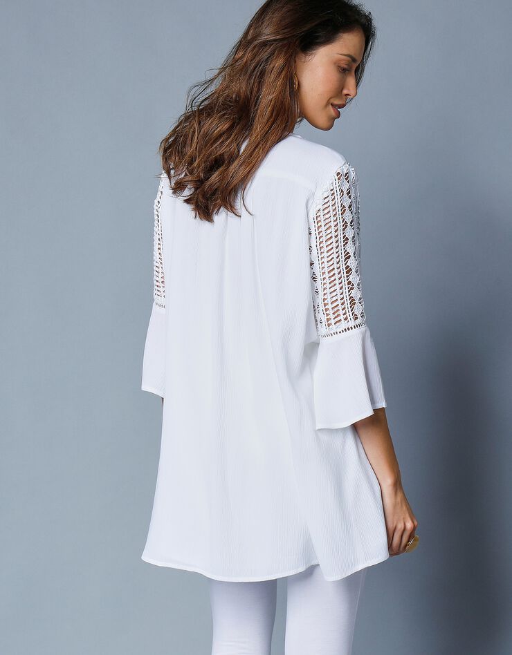 Tunique unie, détails macramé (blanc) Tunique unie, détails macramé (blanc)