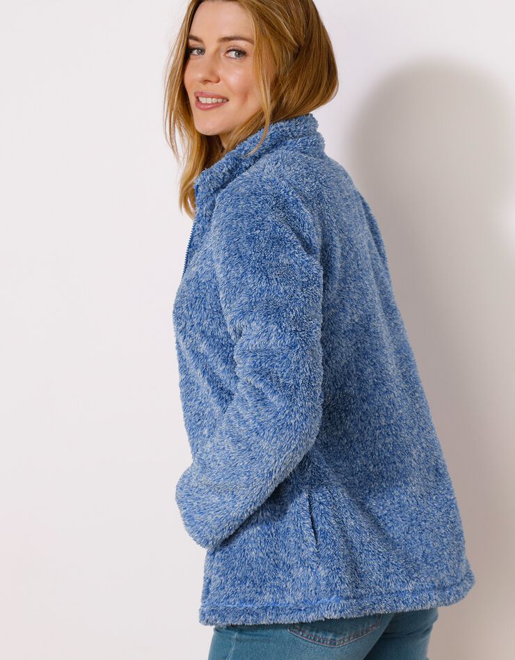 Veste zippée maille peluche (bleu dur chiné) Veste zippée maille peluche (bleu dur chiné)
