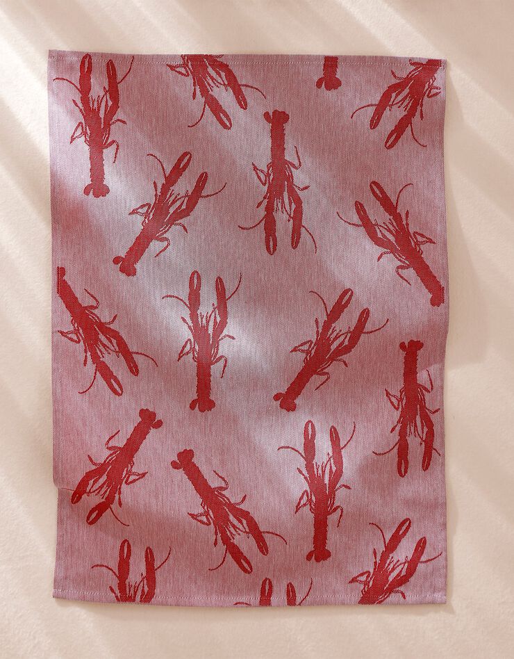 Torchon motif crustacés - lot de 3 (bleu / corail) Torchon motif crustacés - lot de 3 (bleu / corail)