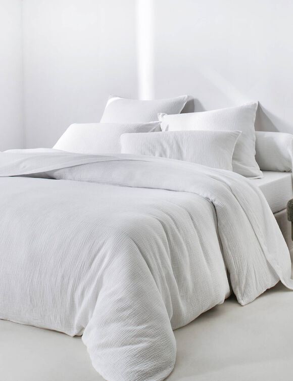 Linge de lit uni - double gaze de coton (blanc)