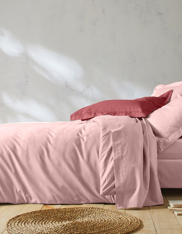 Linge de lit uni percale (rose poudré)