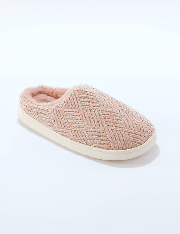 Chaussons forme mule fourr&eacute;s (rose)