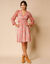 Robe courte ceinture fantaisie, voile imprimé (bois de rose / écru)