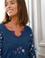 Chemise de nuit imprimée fleurs - manches longues (marine) Chemise de nuit imprimée fleurs - manches longues (marine)