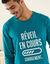 Pyjama col rond &agrave; message (bleu canard / marine)