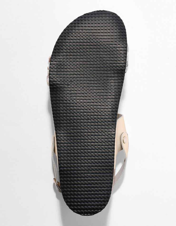 Sandales compensées en cuir tressées semelle liège (doré)