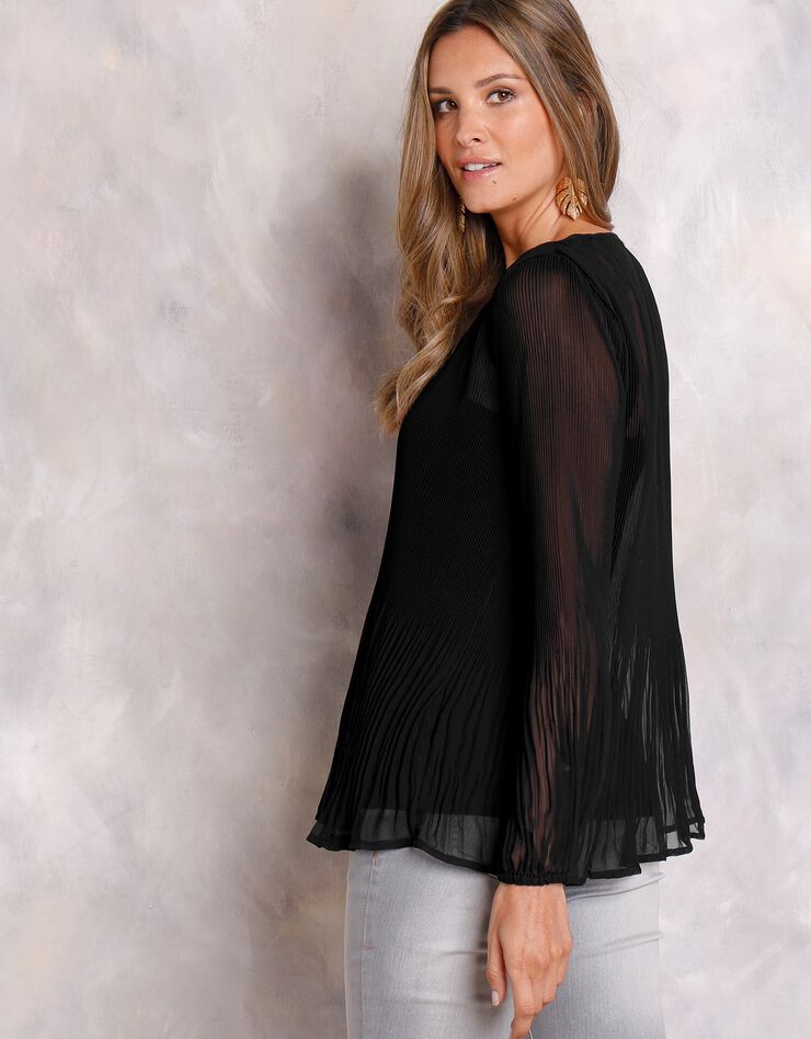 Blouse plissée, version unie (noir) Blouse plissée, version unie (noir)